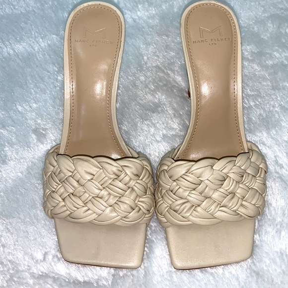 🌷Marc Fisher Tan Leather Square Toe Slide Size 7 - Picture 6 of 11